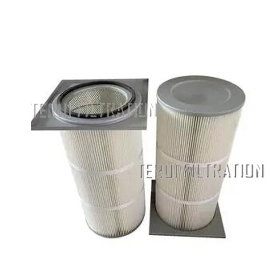 Polyester filter cartridge with mounting plate