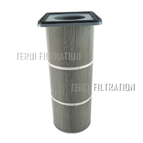 Polyester filter cartridge with mounting plate